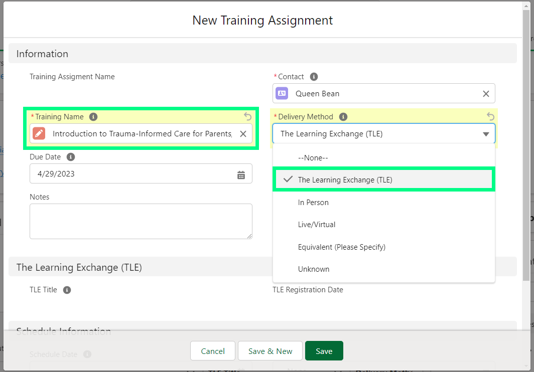 new training assignment