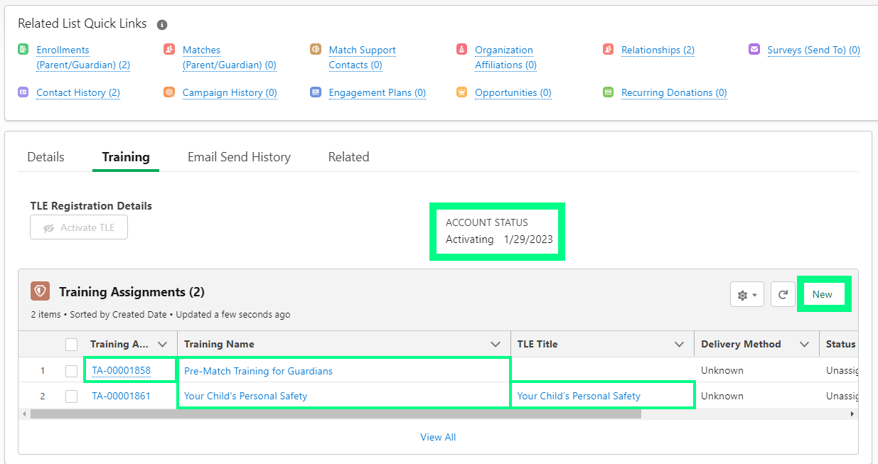training assignments